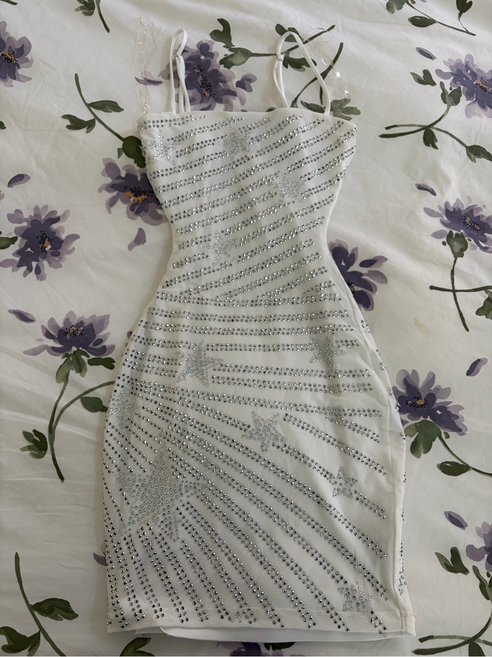 Windsor White Starburst Rhinestone Mini Dress